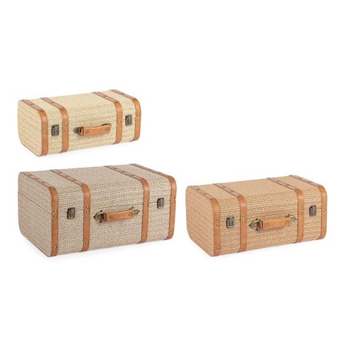 SET 3 BAULE VALIGIA WILFRED BEIGE MARRONE